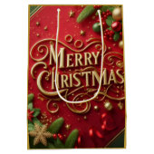 Premium Merry Christmas Gift Bag Medium Cadeauzakje (Achterkant)