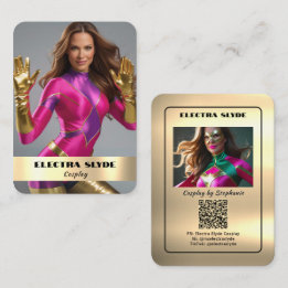Premium Metal Effect Cosplay Coscard | QR Code Visitekaartje
