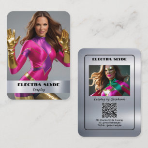 Premium Metal Effect Cosplay Coscard   QR Code Visitekaartje