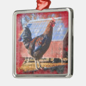 Premium Metal Ornament met Rooster in de tuin (Links)