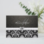 Premium - Metallic Silver Damask RSVP-kaarten RSVP Kaartje (Staand voorkant)