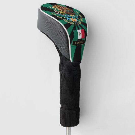 Premium Mexico Golf & Mexicaanse vlag / Patriots Golfheadcover (Schuin)