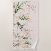 Premium modern boho Eucalyptus Light Blush Pink Strandlaken (Voorkant)