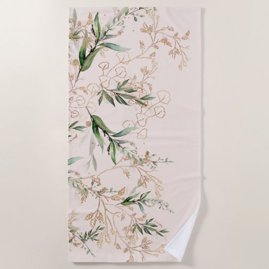 Premium modern boho Eucalyptus Light Blush Pink Strandlaken (Voorkant)