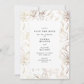 Premium Modern Hand Drawn Florals Wedding Photo Save The Date (Voorkant)