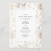 Premium Modern Hand Drawn Florals Wedding Photo Save The Date (Voorkant)