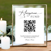 Premium Modern Honeymoon Fund QR Code Bruiloft Reclamebord Met Voetstuk
