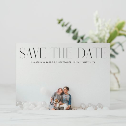 Premium modern TRENDY-tekstfotoONTWERPER Save The Date (Staand voorkant)