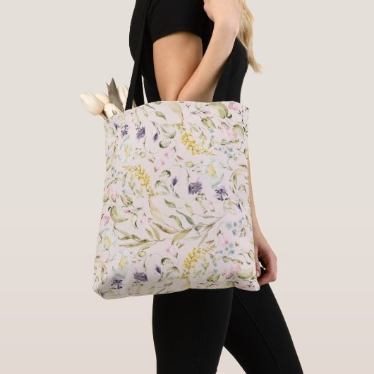Premium - Moderne Lente wilde bloemen Tote Bag (Dichtbij)