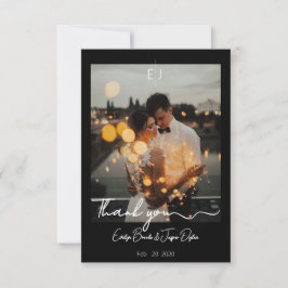 Premium moderne zwarte typografie bedankkaart