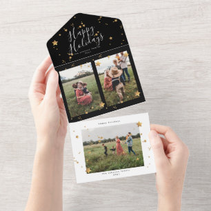 Premium Multi Foto Sterrennacht Kerstmis All In One Uitnodiging