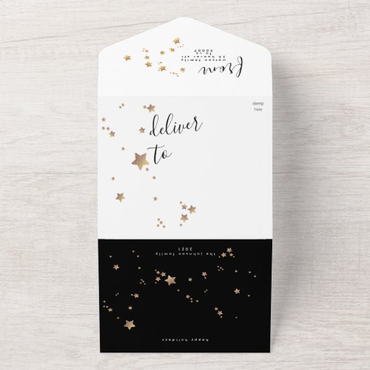 Premium Multi-Sterrennacht Kerstmis All In One Uitnodiging (Buitenkant)