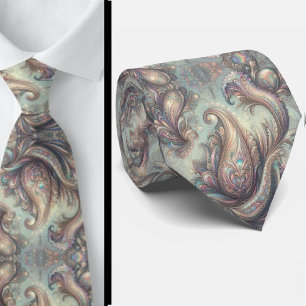 Premium namaak holografische opaal paisley das