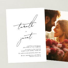 Premium NAMEN Stijlvolle zwart-wit foto bruiloft Kaart