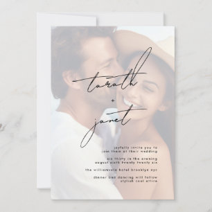 Premium NAMEN Stijlvolle zwart-wit foto bruiloft Kaart