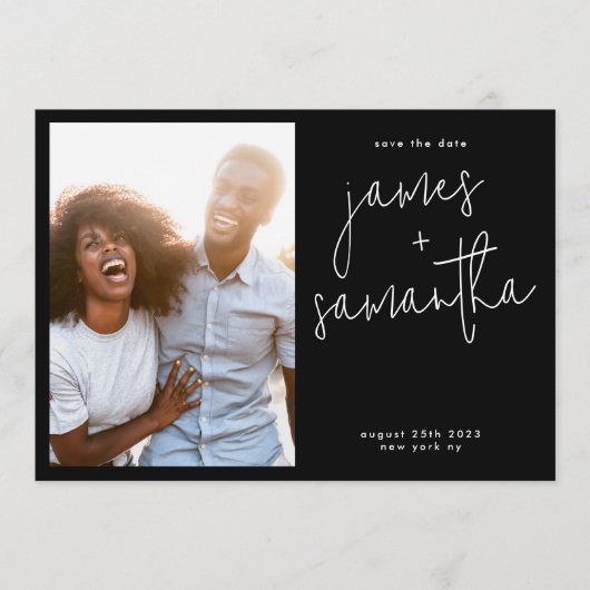 Premium Names Multi Photo Custom Save the Date Kaart (Voorkant)