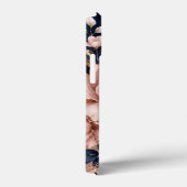 Premium Navy Blauwe & Roze Botanische Marmer Case-Mate iPhone Case (Achterkant / Rechts)
