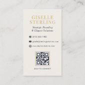Premium Navy Goud QR Code Zakelijk Visitekaartje (Achterkant)