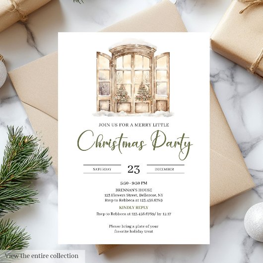 Premium Neutral Moss Green Taupe Christmas Party Kaart