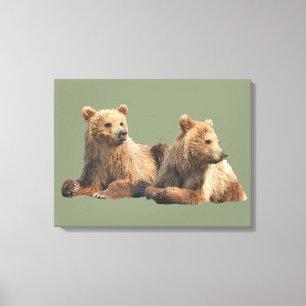Premium-omgepakt Canvas 24x18 met grizzly-beren Afdruk