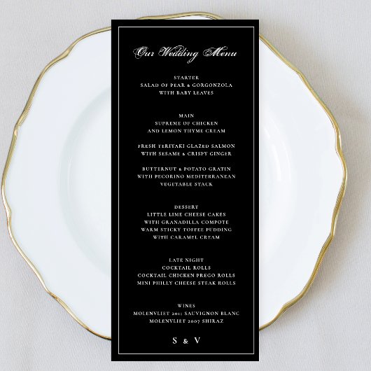 Premium omhuld | Elegant Monogram Weddenschap Menu