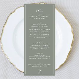Premium - omhulde Sage Green Monogram Weddenschap Menu