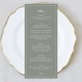 Premium - omhulde Sage Green Monogram Weddenschap Menu