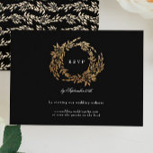 Premium Onyx Black Crest Classic Bruiloft Website RSVP Kaartje