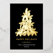 Premium - Onyx Gold-kerstpine - Happy Folie Feestdagenkaart (Voorkant)