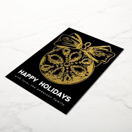 Premium Onyx Golden Ornament | FotoHappy Folie Feestdagenkaart (Gedraaid)