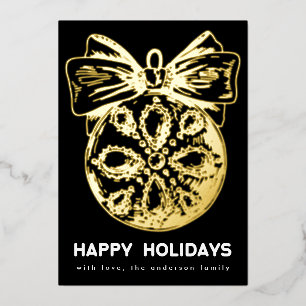 Premium Onyx Gouden Ornament Foto Gelukkig Folie Feestdagenkaart