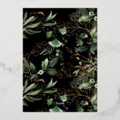 Premium Onyx Real Gold Eucalyptus Wreath Weddensch Folie Uitnodiging (Achterkant)