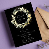 Premium Onyx Real Gold Eucalyptus Wreath Weddensch Folie Uitnodiging