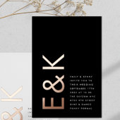 Premium onyx Ultra Monogram Weddenschap met ROOS G Folie Uitnodiging