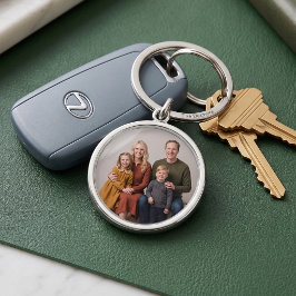 Premium op maat ronde familiefoto-sleutelhanger sleutelhanger