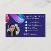 Premium Paarse Roze Blauw Moderne webdesigner Visitekaartje (Achterkant)