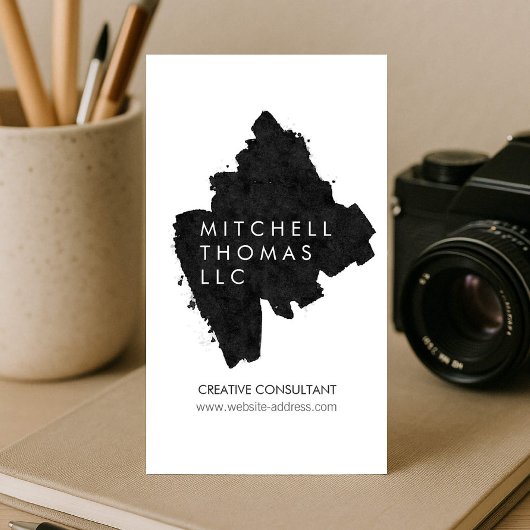 Premium Painted Black Brush Strokes Creatief Visitekaartje