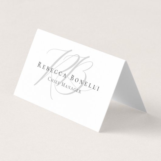 Premium Parel Exclusief Uniek Modern Monogram Visitekaartje (Voorkant)