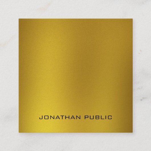 Premium Parelbruine Sjabloon met elegante goudlook Vierkante Visitekaartje (Voorkant)
