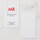 Premium parelrood wit elastisch uniek monogram visitekaartje (Voorkant / Achterkant)