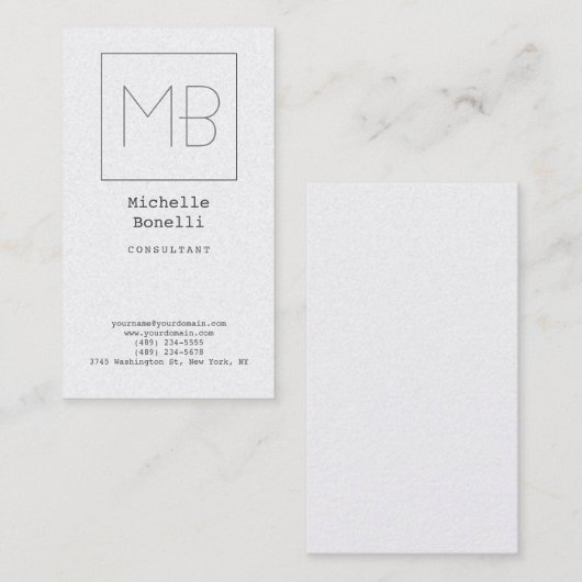 Premium - Parelwit elastisch uniek monogram Visitekaartje (Voorkant / Achterkant)