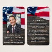 Premium patriottic Memorial Funeral Prayer Kaart (Voorkant /achterkant)