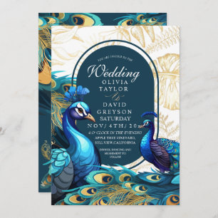 Premium Peacocks Feathers Wedding Kaart