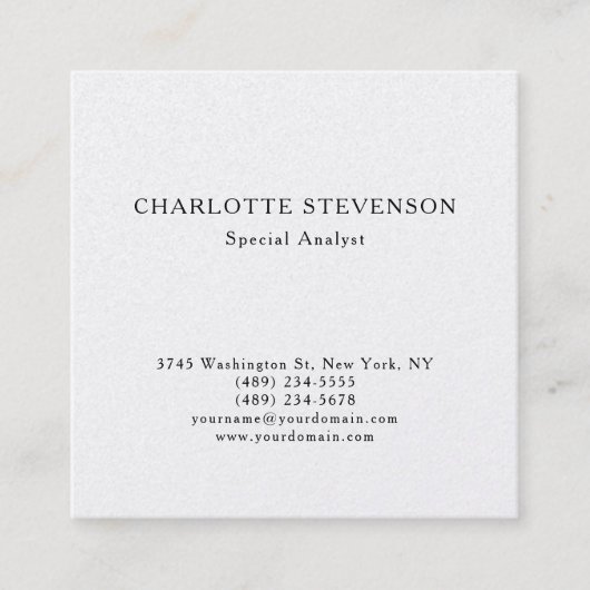 Premium Pearl Trendy Professional Plain Minimalist Vierkante Visitekaartje (Voorkant)
