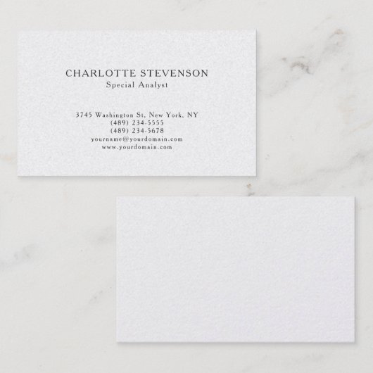 Premium Pearl Trendy Professional Plain Minimalist Visitekaartje (Voorkant / Achterkant)