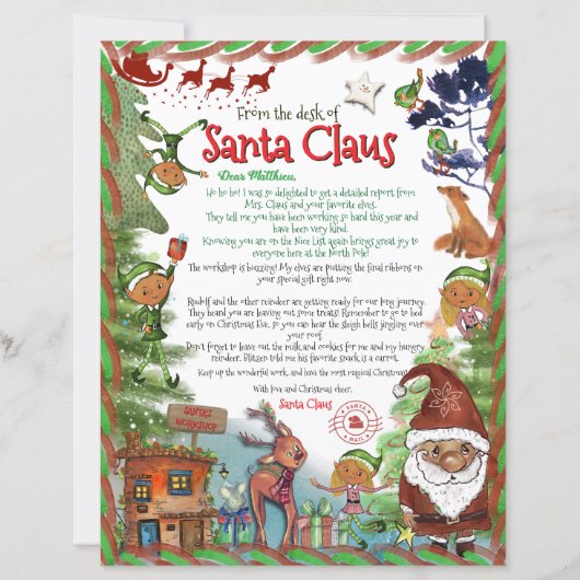 Premium Personalized Watercolor Letter from Santa (Voorkant)