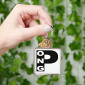 Premium PING PONG vierkante sleutelhanger (Hand)