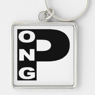 Premium PING PONG vierkante sleutelhanger