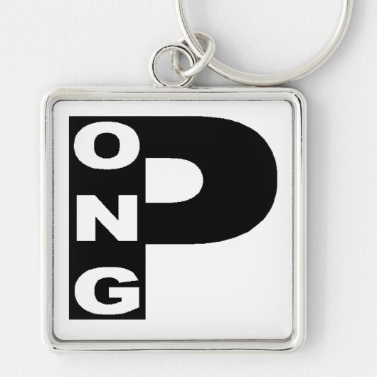 Premium PING PONG vierkante sleutelhanger (Voorkant)