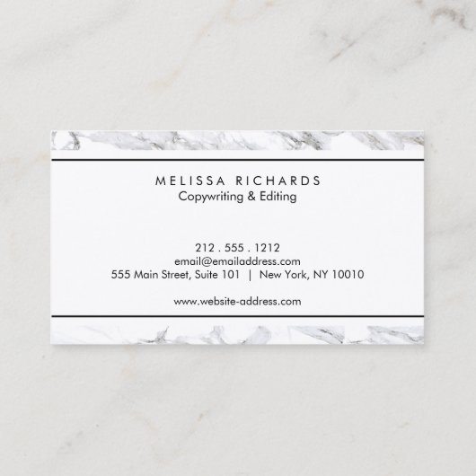 Premium Professional Luxe, witte marmer Visitekaartje (Achterkant)